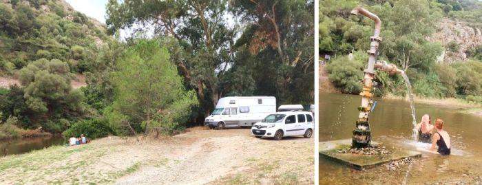 postój na noc kampervanem przy dzikich termach w Casteldoria